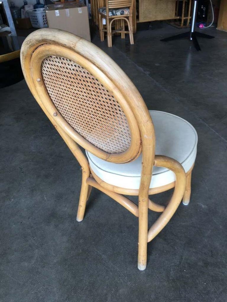 Restored Rattan Dining Side Chair w/ Round Wicker Seat, Set of Six - 8