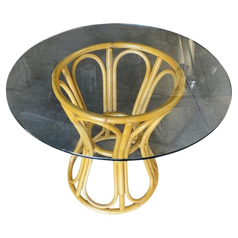 Restored Boho Chic Rattan "Hour Glass" Dining Table - 2