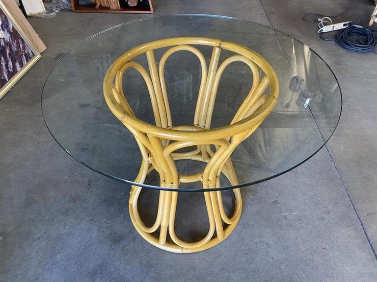 Restored Boho Chic Rattan "Hour Glass" Dining Table - 3