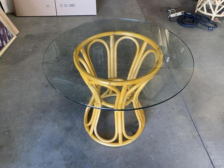 Restored Boho Chic Rattan "Hour Glass" Dining Table - 4