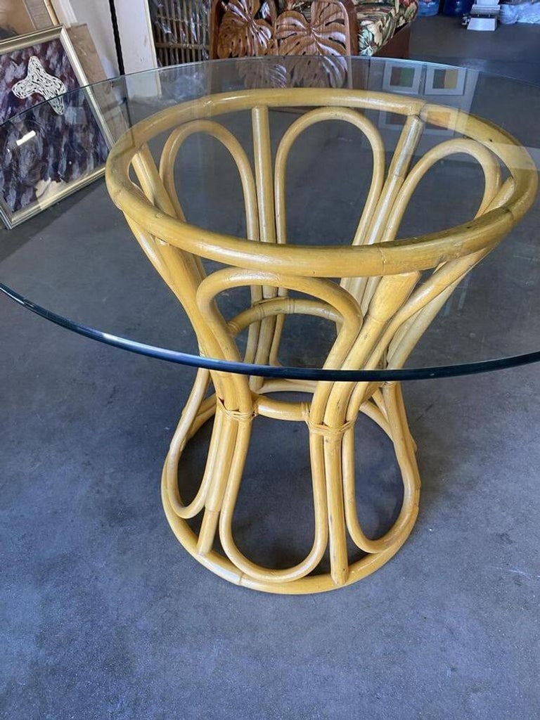 Restored Boho Chic Rattan "Hour Glass" Dining Table - 6