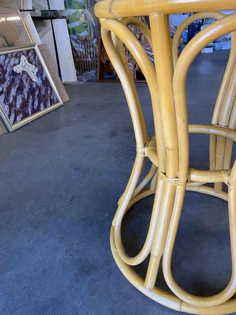Restored Boho Chic Rattan "Hour Glass" Dining Table - 7