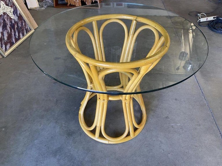 Restored Boho Chic Rattan "Hour Glass" Dining Table - 8
