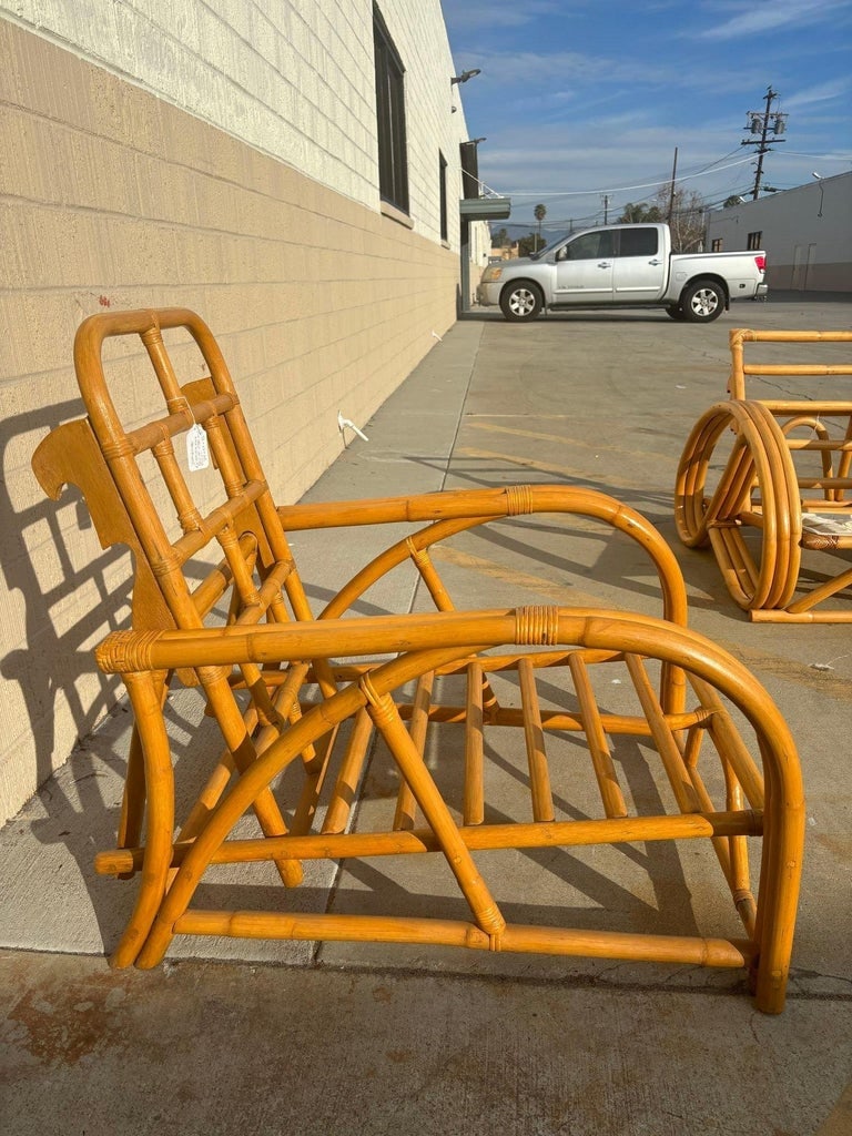 Restored 1940's Transition Rattan Recliner Lounge Chair - 11