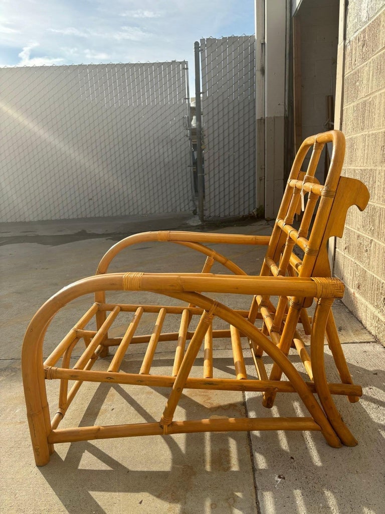 Restored 1940's Transition Rattan Recliner Lounge Chair - 12