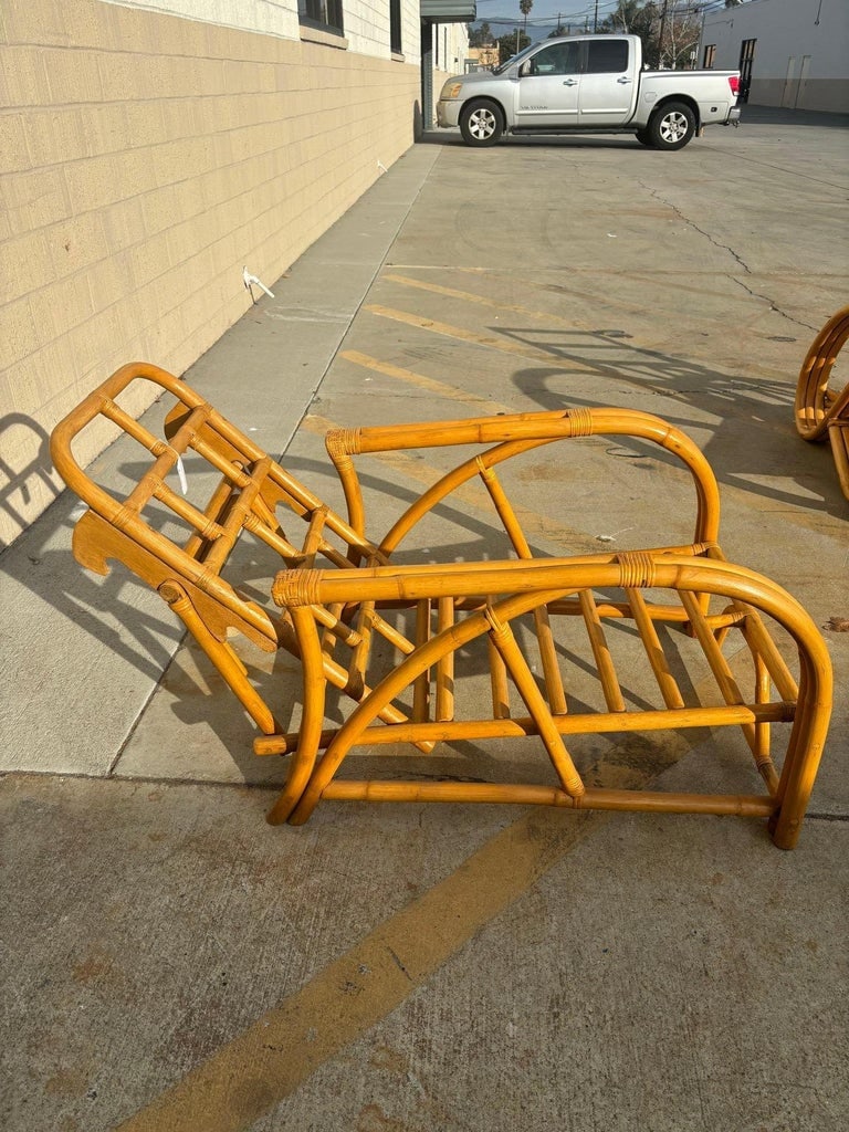 Restored 1940's Transition Rattan Recliner Lounge Chair - 13