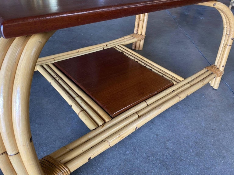 Restored Rattan & Mahogany "Grasshopper" Cocktail Table - 11