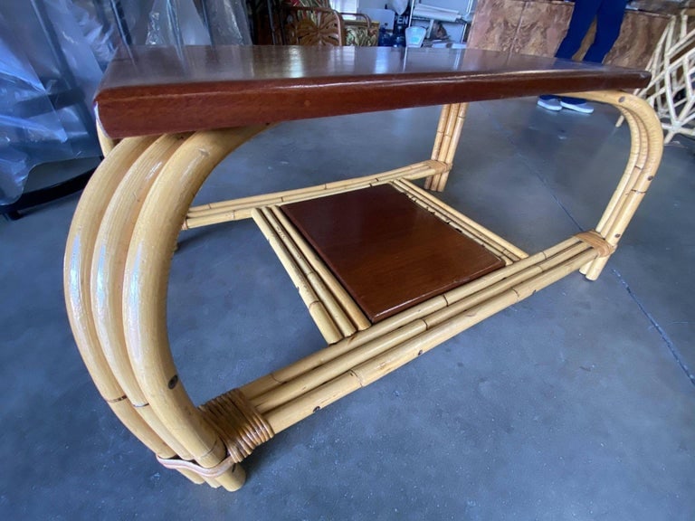 Restored Rattan & Mahogany "Grasshopper" Cocktail Table - 12