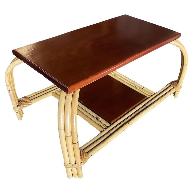 Restored Rattan & Mahogany "Grasshopper" Cocktail Table - 2
