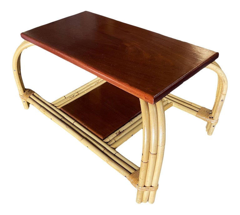 Restored Rattan & Mahogany "Grasshopper" Cocktail Table - 3