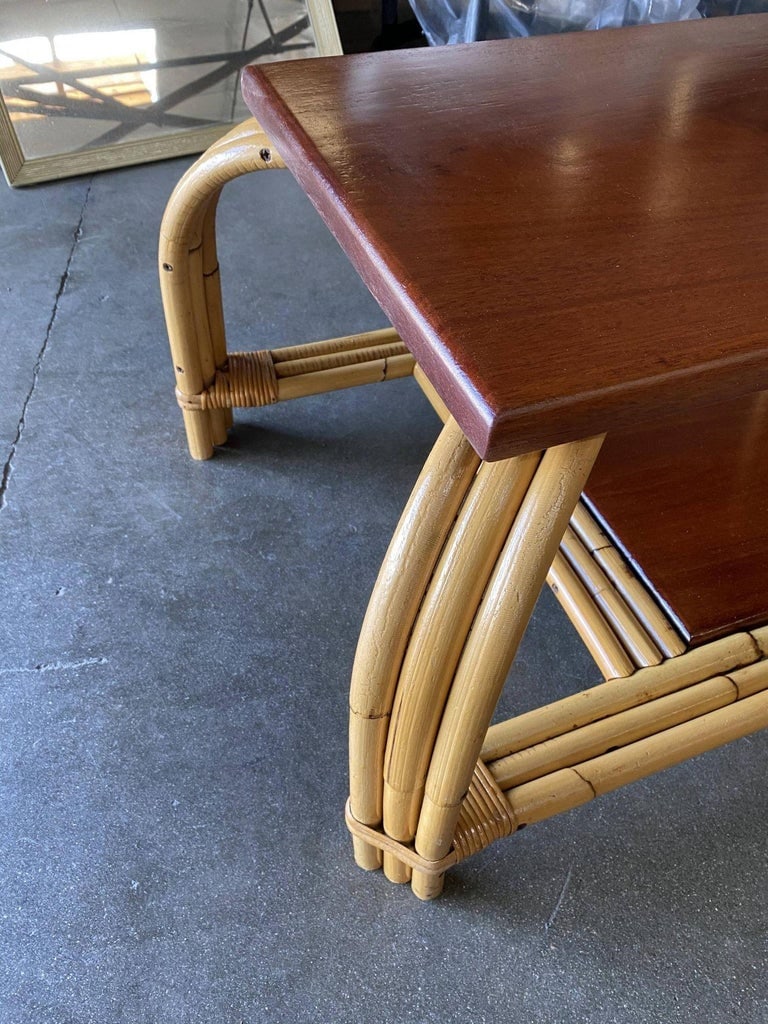 Restored Rattan & Mahogany "Grasshopper" Cocktail Table - 7