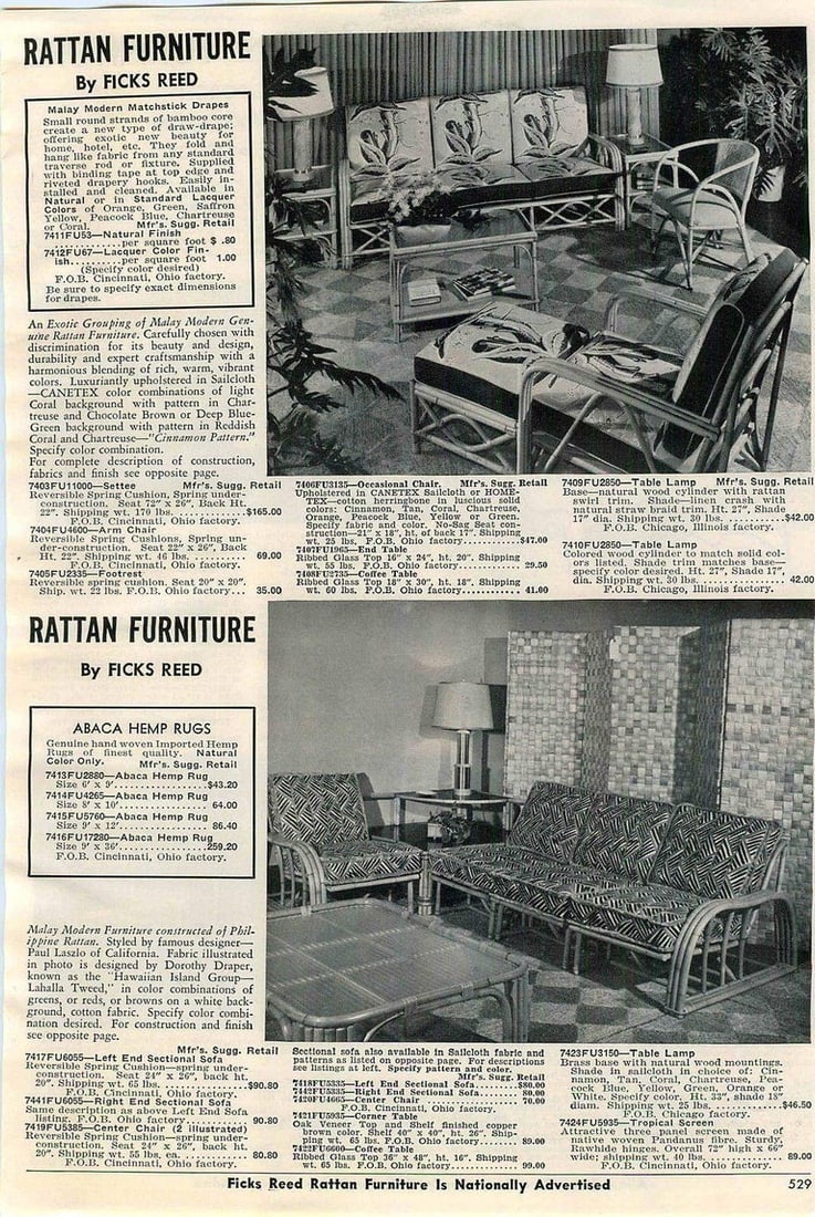 Restored Paul Laszlo Designed Rattan 4-Strand Sectional Settee by by Ficks Reed - 12