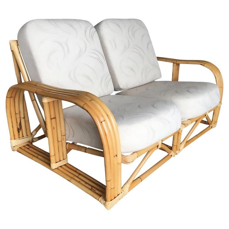 Restored Paul Laszlo Designed Rattan 4-Strand Sectional Settee by by Ficks Reed - 2