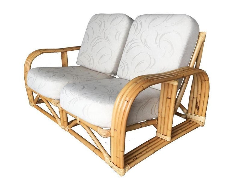 Restored Paul Laszlo Designed Rattan 4-Strand Sectional Settee by by Ficks Reed - 4