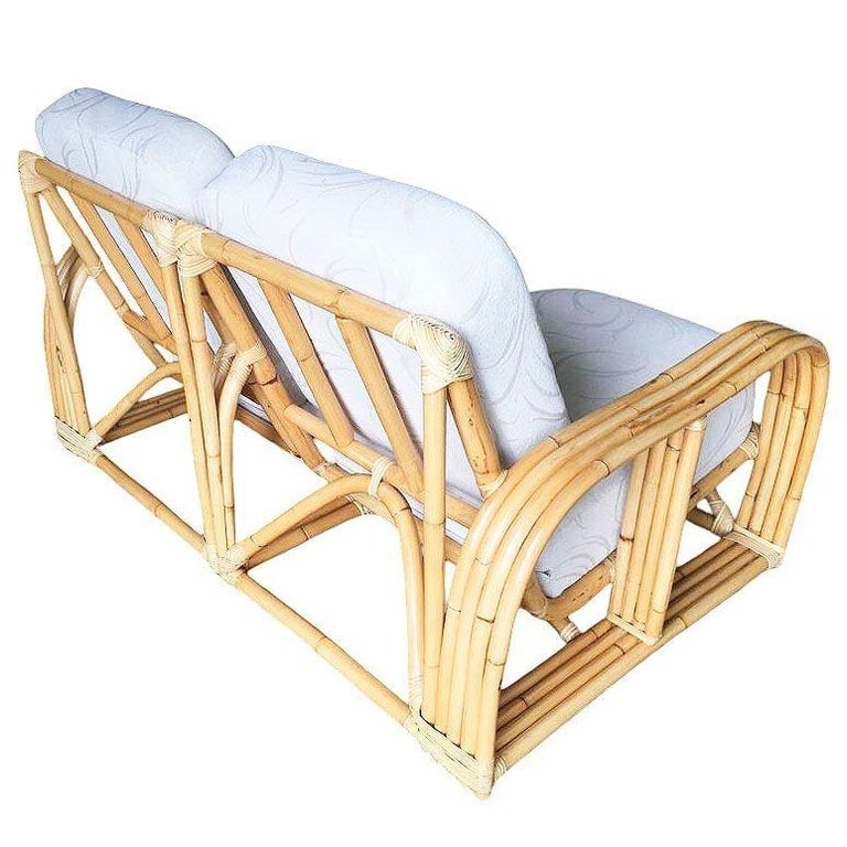 Restored Paul Laszlo Designed Rattan 4-Strand Sectional Settee by by Ficks Reed - 7
