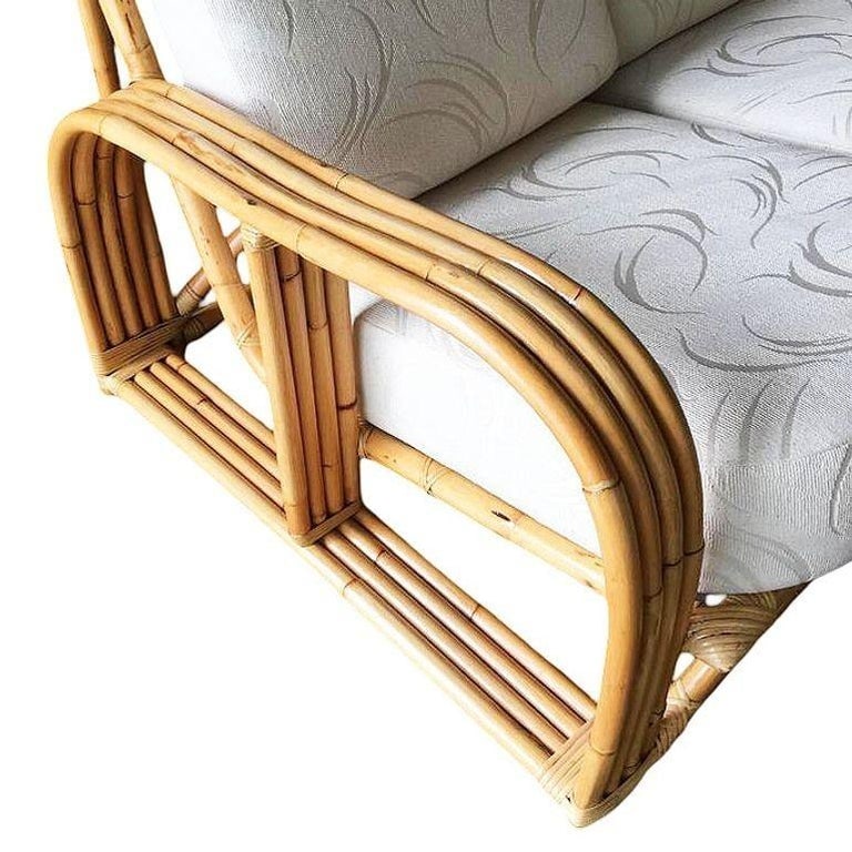 Restored Paul Laszlo Designed Rattan 4-Strand Sectional Settee by by Ficks Reed - 8