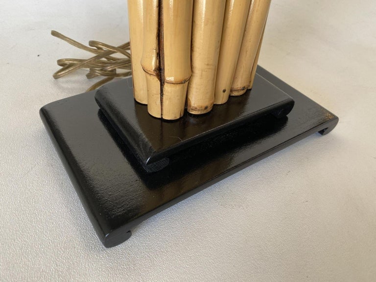 Wrapped Rattan Pole Lamp W/ Black Demi Base - 10