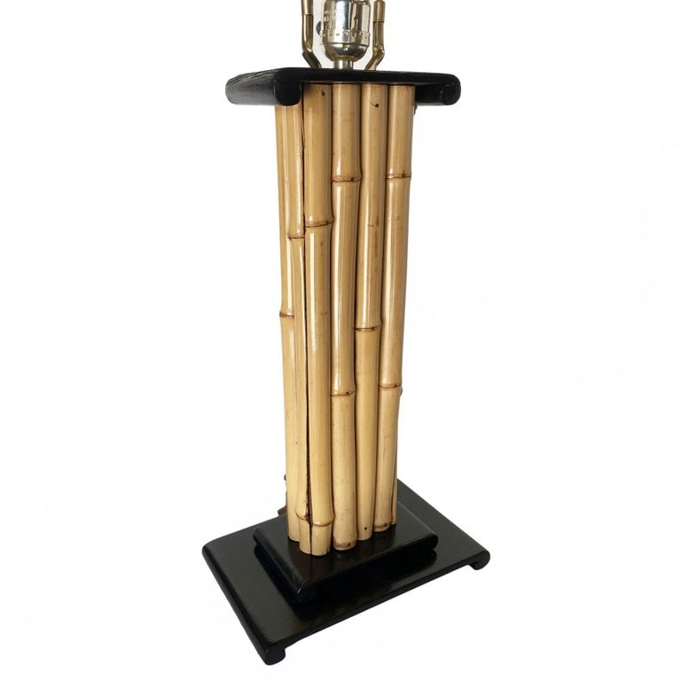 Wrapped Rattan Pole Lamp W/ Black Demi Base - 3