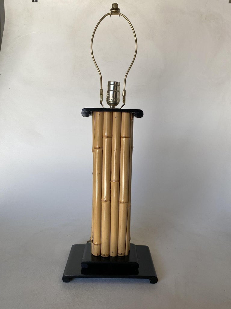 Wrapped Rattan Pole Lamp W/ Black Demi Base - 5