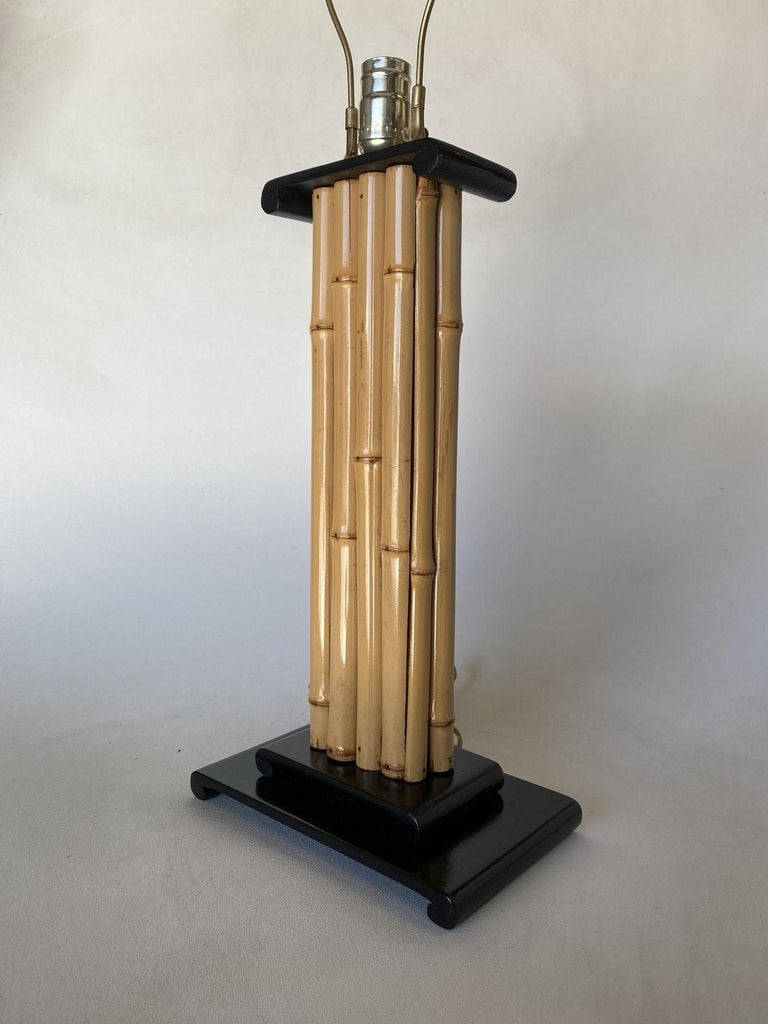 Wrapped Rattan Pole Lamp W/ Black Demi Base - 6