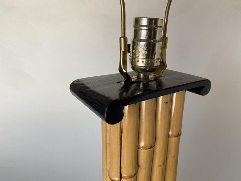 Wrapped Rattan Pole Lamp W/ Black Demi Base - 7