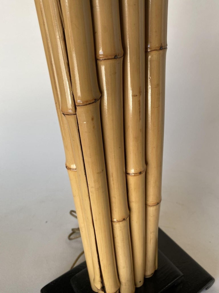 Wrapped Rattan Pole Lamp W/ Black Demi Base - 8