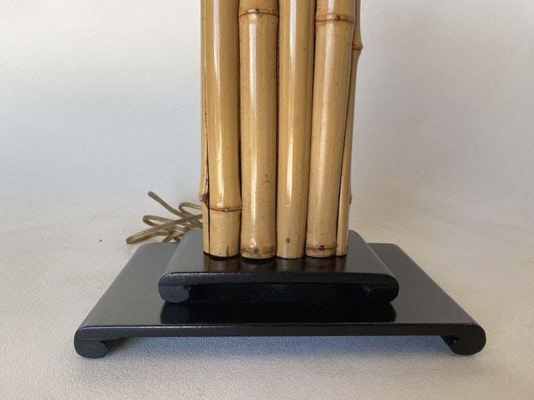 Wrapped Rattan Pole Lamp W/ Black Demi Base - 9