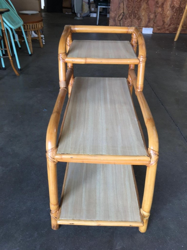 Restored Three-Tier "Arch" Side Table W/ Blond Formica Tops - 3