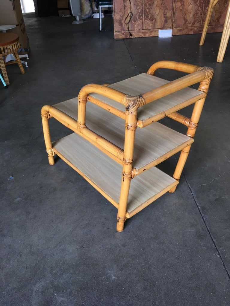 Restored Three-Tier "Arch" Side Table W/ Blond Formica Tops - 7
