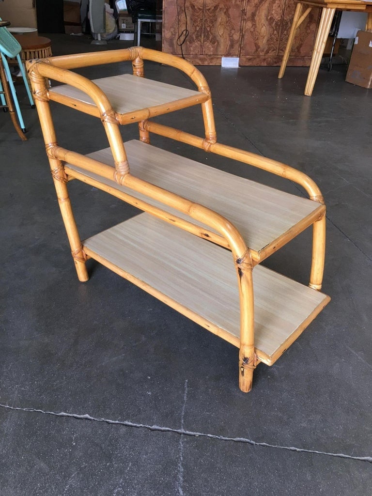 Restored Three-Tier "Arch" Side Table W/ Blond Formica Tops - 8