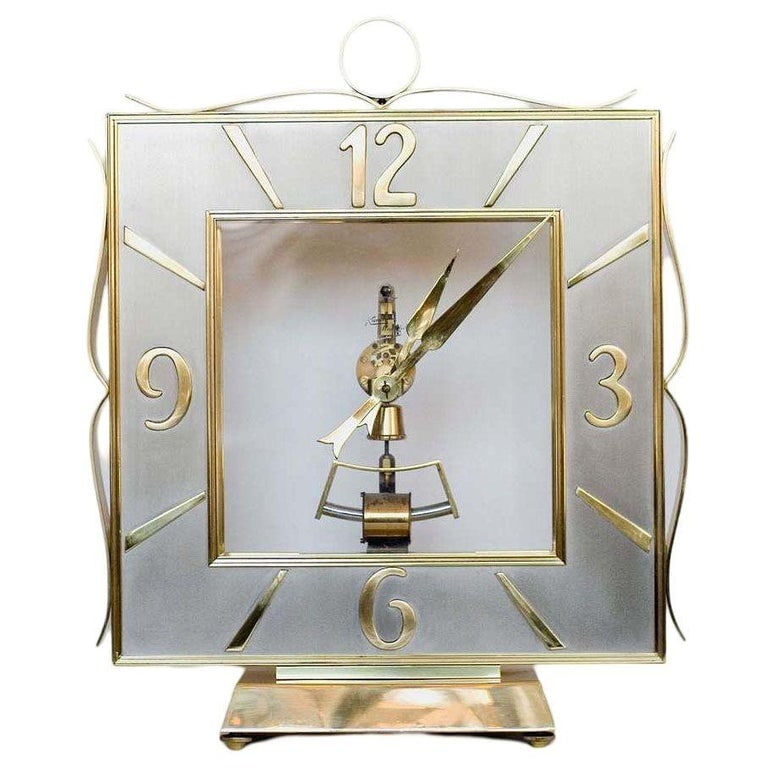 German Mid-Century Brass Mantel Clock by Kieninger & Obergfell - 3