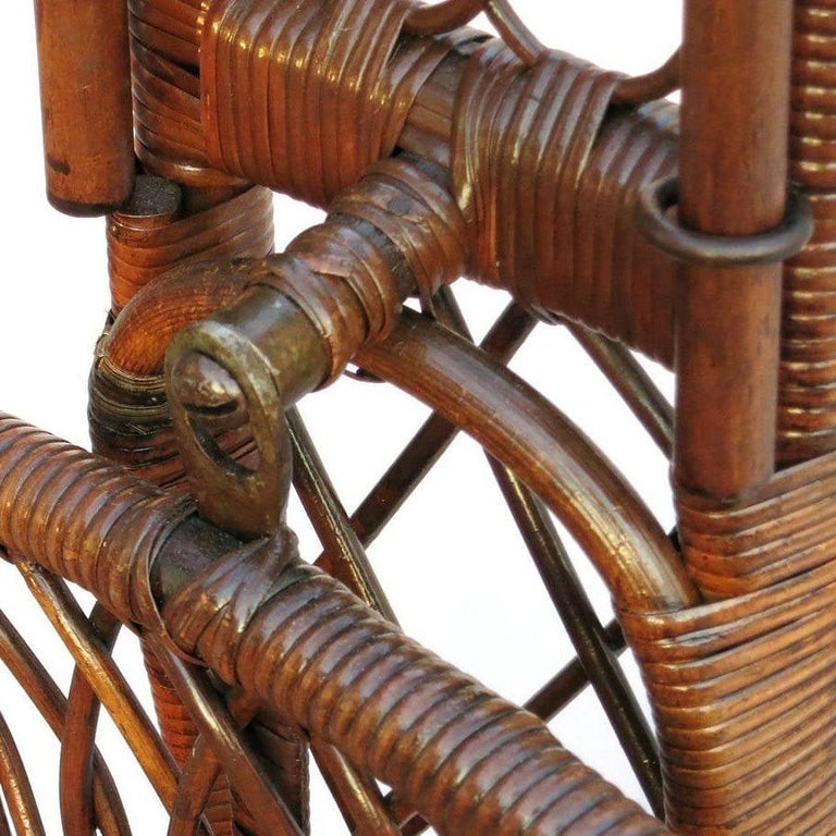 Restored Late Victorian Wicker & Bamboo Swinging Cradle - 6