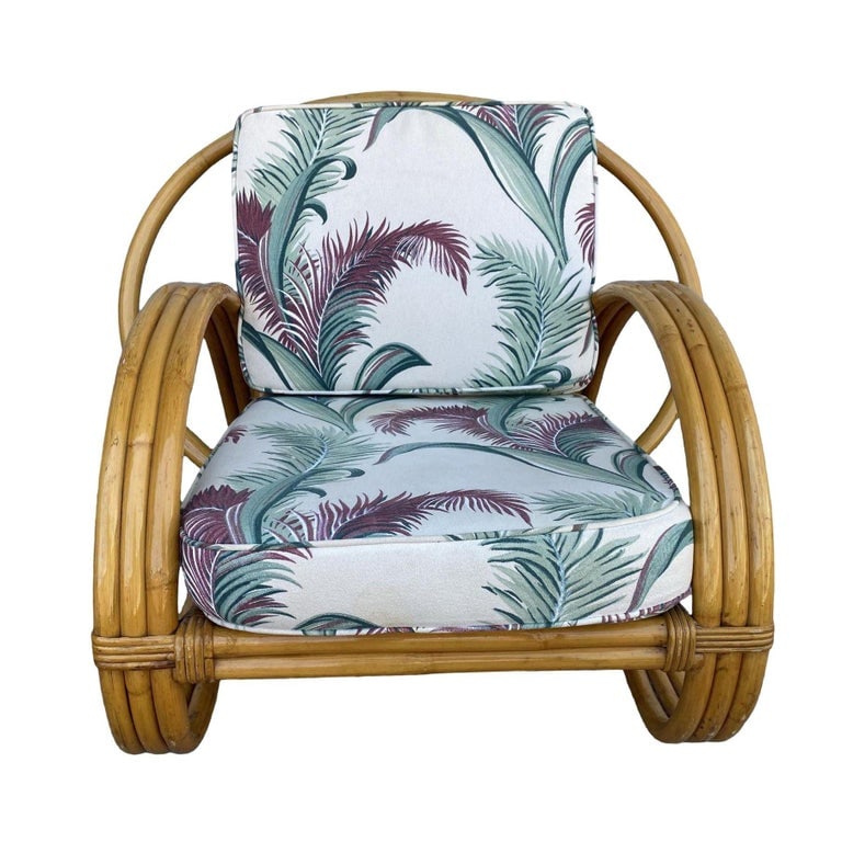 Restored Original Paul Frankl 3-Strand Half Moon Lounge Chair Cobra Back Ottoman - 4