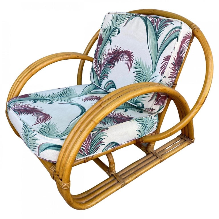 Restored Original Paul Frankl 3-Strand Half Moon Lounge Chair Cobra Back Ottoman - 5