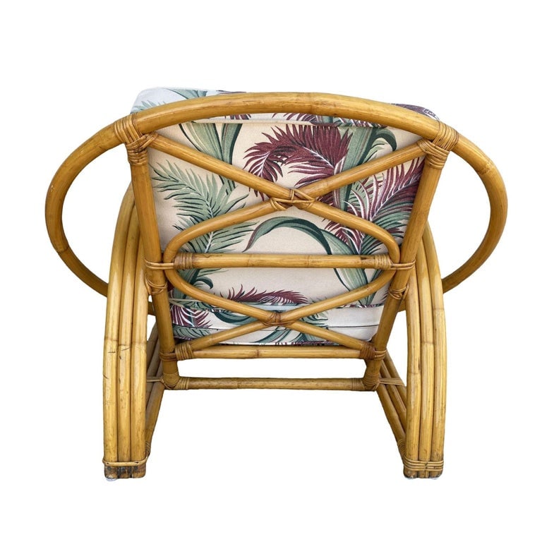 Restored Original Paul Frankl 3-Strand Half Moon Lounge Chair Cobra Back Ottoman - 6