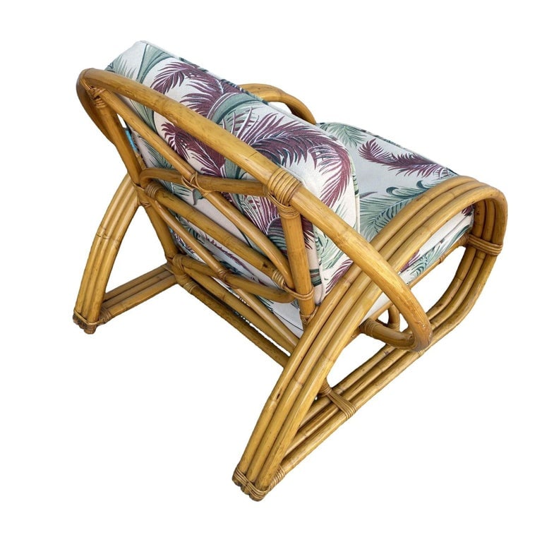 Restored Original Paul Frankl 3-Strand Half Moon Lounge Chair Cobra Back Ottoman - 7