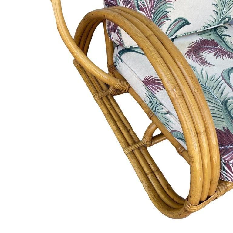 Restored Original Paul Frankl 3-Strand Half Moon Lounge Chair Cobra Back Ottoman - 8