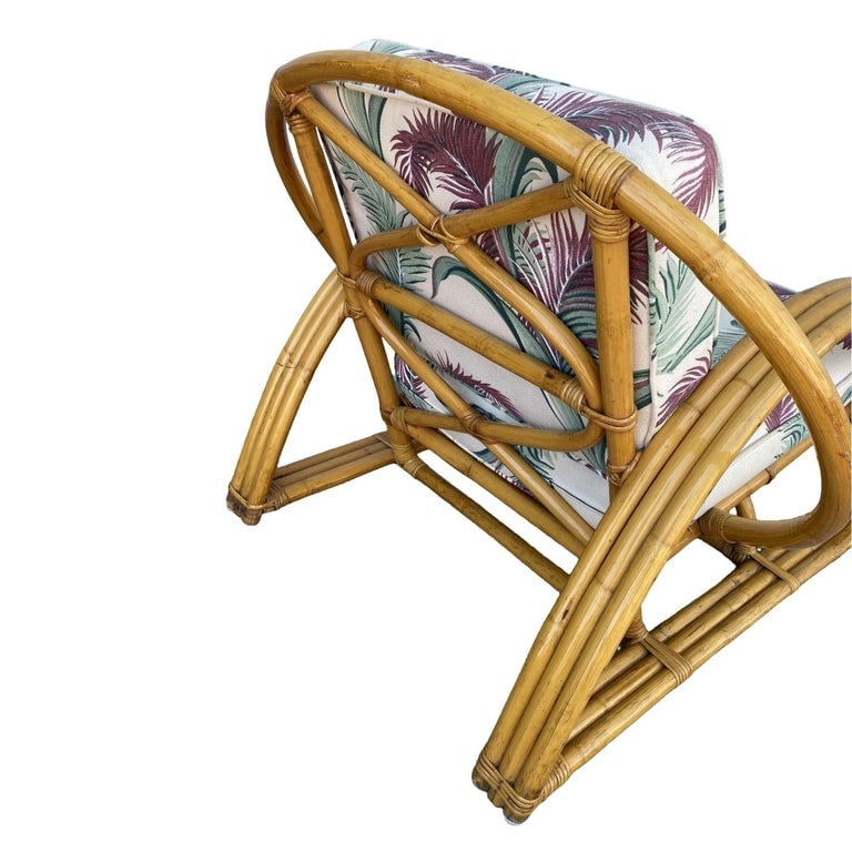 Restored Original Paul Frankl 3-Strand Half Moon Lounge Chair Cobra Back Ottoman - 9