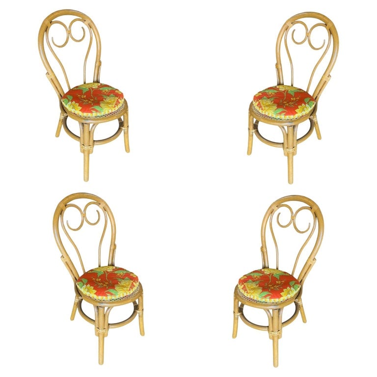 Restored Rattan Dining Chairs with Scrolling Back, Set of 4 (1 of 11)