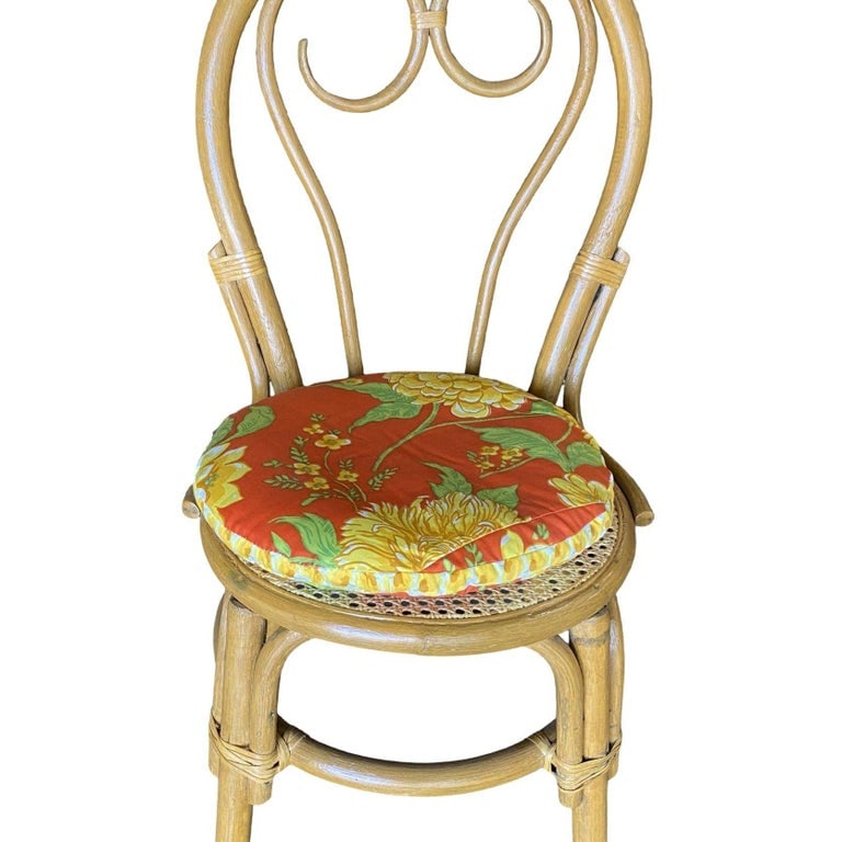 Restored Rattan Dining Chairs with Scrolling Back, Set of 4 - 4