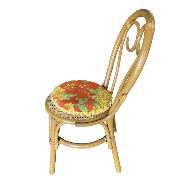 Restored Rattan Dining Chairs with Scrolling Back, Set of 4 - 5