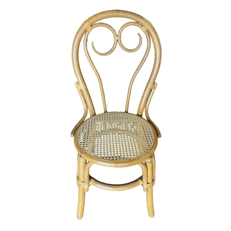 Restored Rattan Dining Chairs with Scrolling Back, Set of 4 - 9