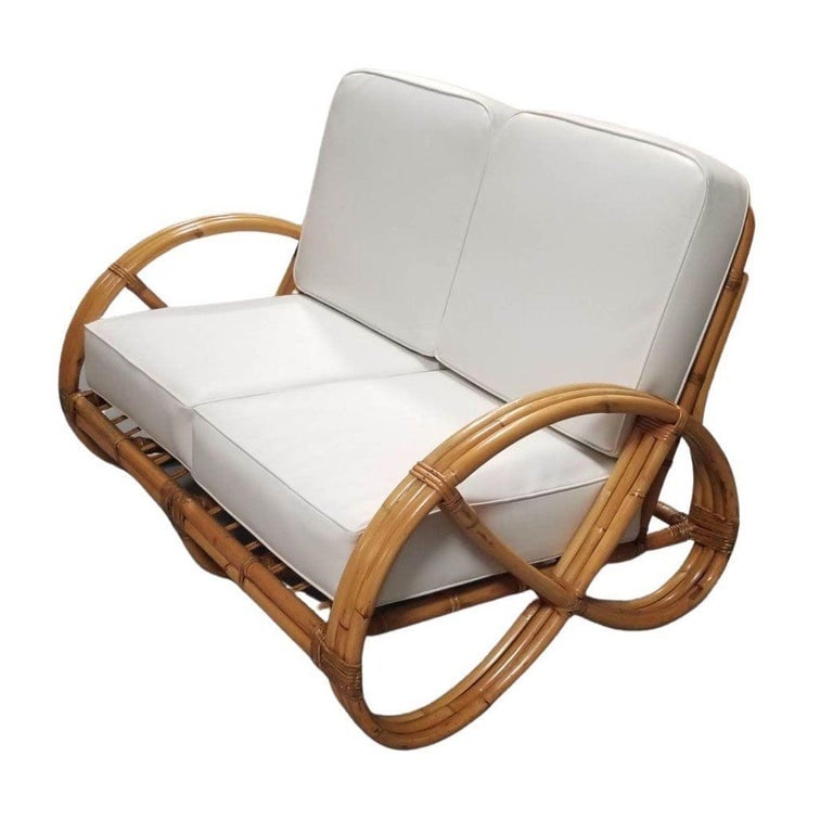 Restored Modernist 3-Strand Round Full Pretzel Rattan Settee - 4