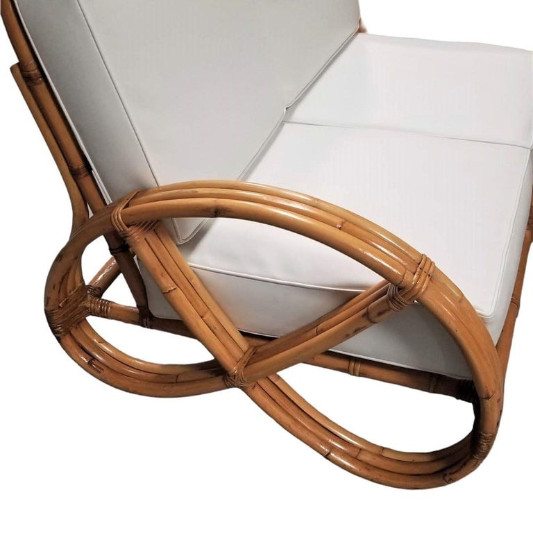 Restored Modernist 3-Strand Round Full Pretzel Rattan Settee - 7