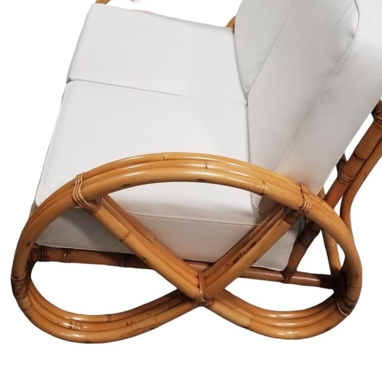 Restored Modernist 3-Strand Round Full Pretzel Rattan Settee - 8