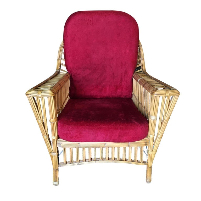 Restored "President's" Stick Reed Rattan Lounge Chair W/ Tapered Leg - 3