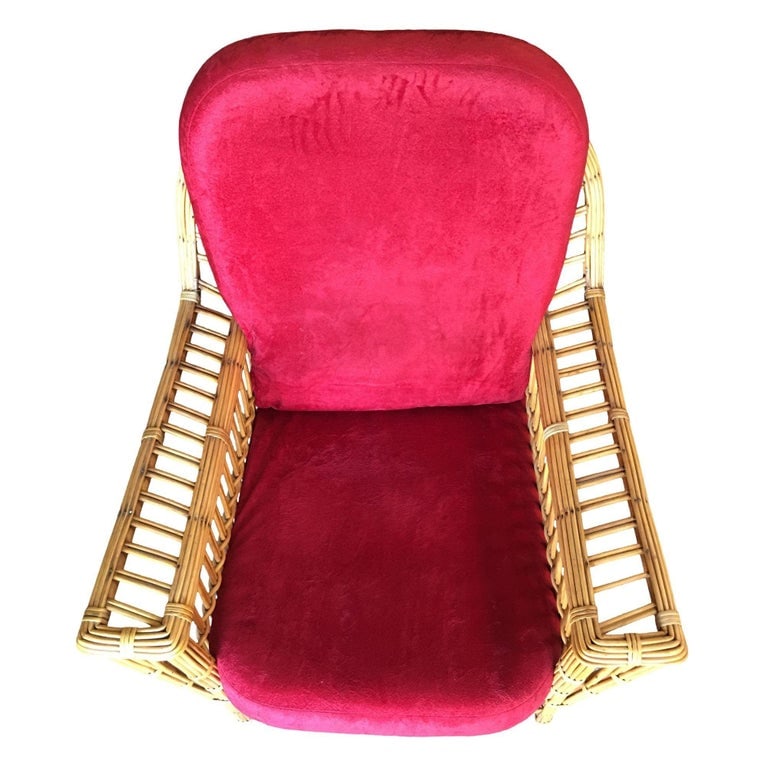 Restored "President's" Stick Reed Rattan Lounge Chair W/ Tapered Leg - 5