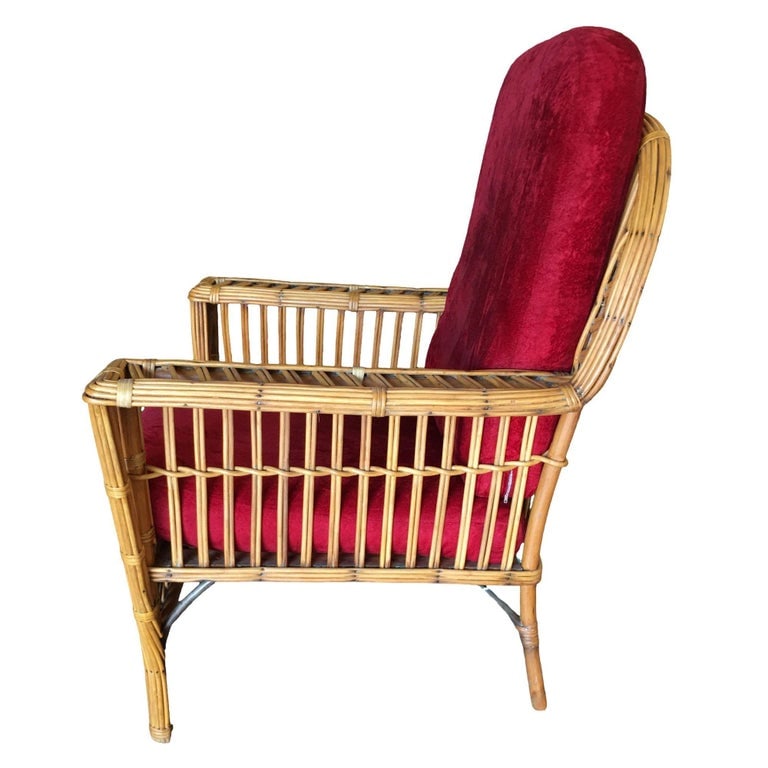 Restored "President's" Stick Reed Rattan Lounge Chair W/ Tapered Leg - 6