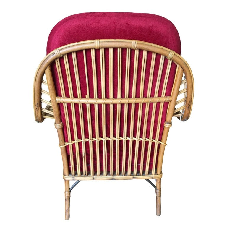 Restored "President's" Stick Reed Rattan Lounge Chair W/ Tapered Leg - 7