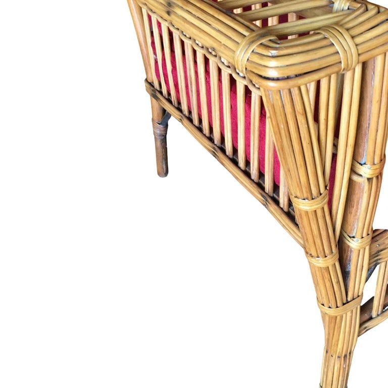 Restored "President's" Stick Reed Rattan Lounge Chair W/ Tapered Leg - 9